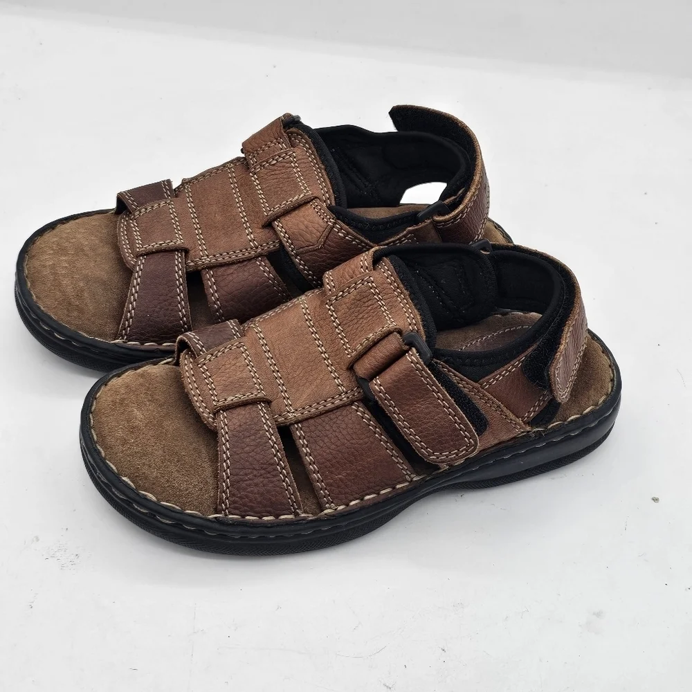 Hush Puppies Kids Brown Leather Open Toe Sandals Size 4